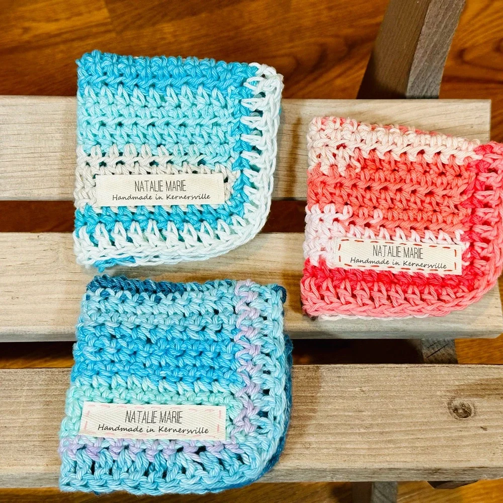 NWT Handmade Cotton Dish Wash Cloth Striped Multi Color - Set of 2